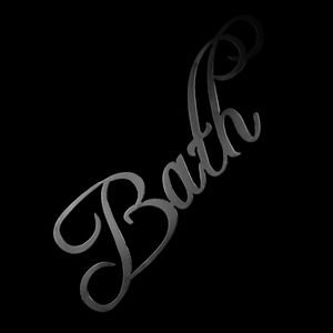 Vtg Black Heavy Metal Bath Calligraphy Cursive Writing Lettering Sign